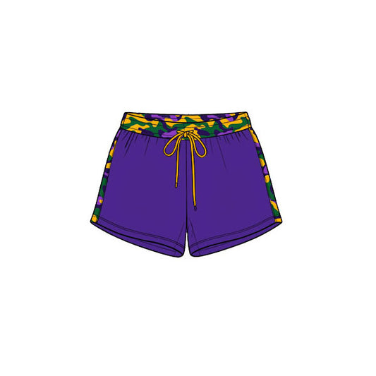10.17 SS1013 Preorder Kids  Boys Mardi Gras Purple camo Shorts