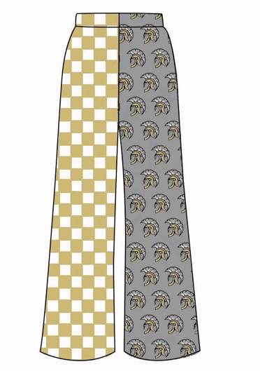 (Custom Design Preorder MOQ 5 Each) Teams Spartans Gold Checkerd Kids & Adult Bottom Pants