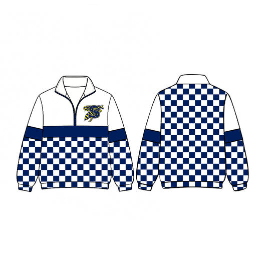 (Custom Design Preorder MOQ 5)  Teams Stephenville Plaid Print Kids & Adult Long Sleeve Zipper Pullover Jacket