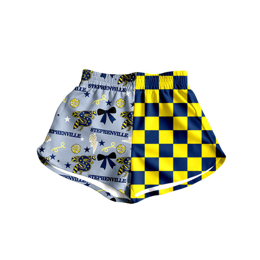 (Custom Design Preorder MOQ 5)  Teams Stephenville Bows Plaid Print Girls & Woman Sports Bottom Shorts