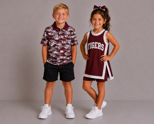 (Custom Design Preorder MOQ 5)  Teams Tigers Camo Print Boys Girls & Man Clothes Family Matching Wear