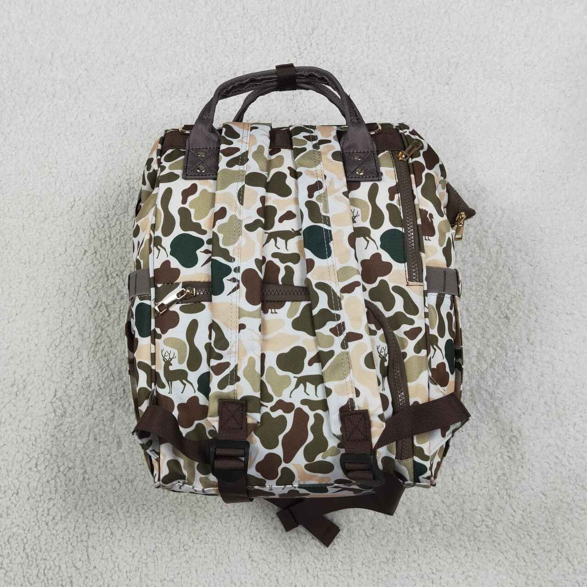 BA0407 Brown Khaki Camo Hunting Print Adult Baby Diaper Bags