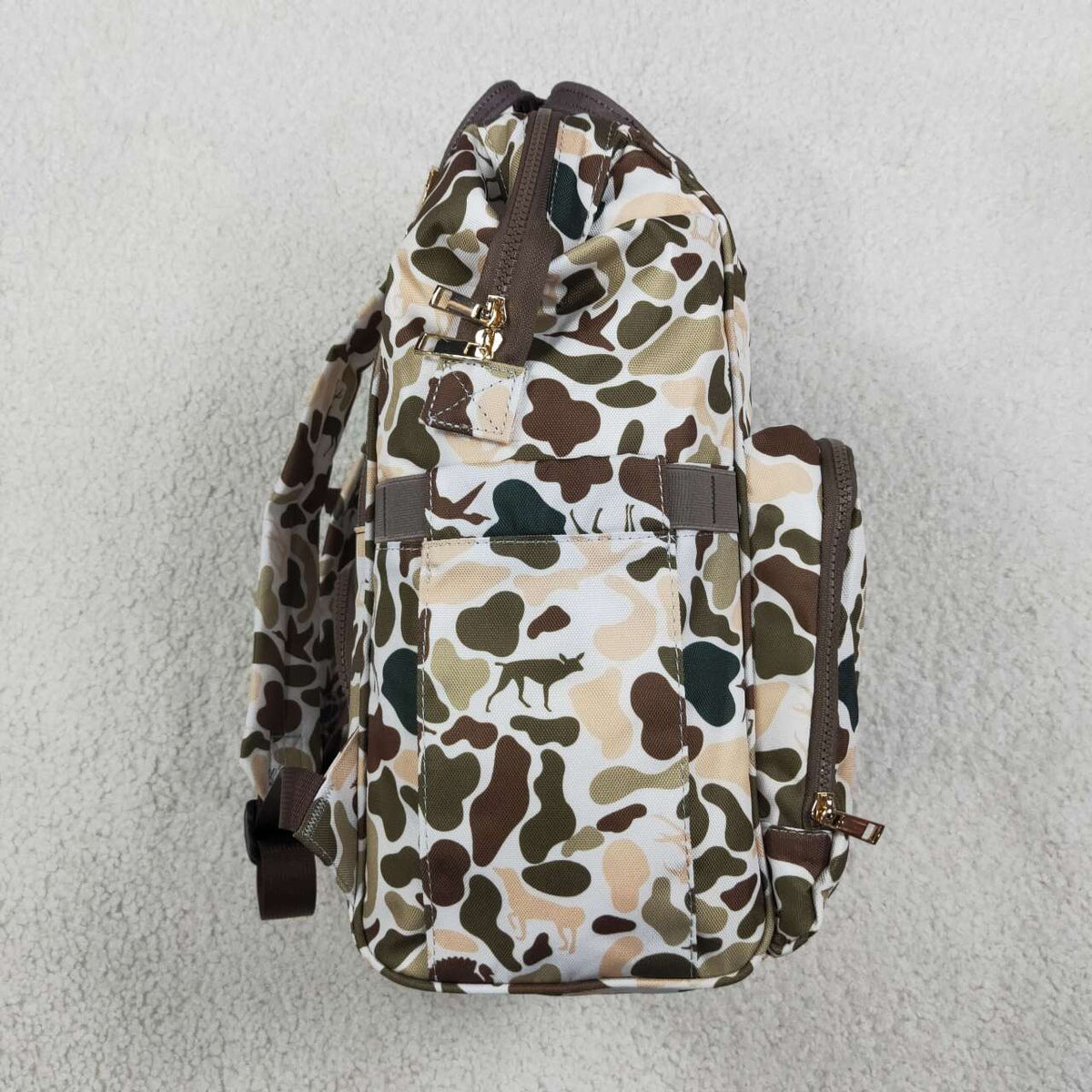 BA0407 Brown Khaki Camo Hunting Print Adult Baby Diaper Bags
