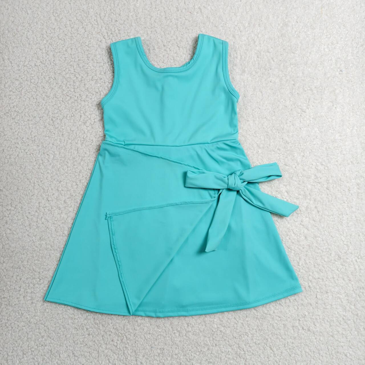 GSD3876 Blue Color Girls Sleeveless Summer Shorts Knee Length Yoga Zipper Dress