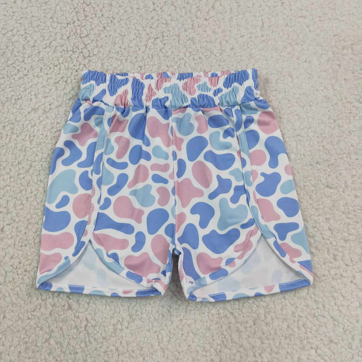 SS0856 Blue Pink Camo Print Girls Bottom Shorts