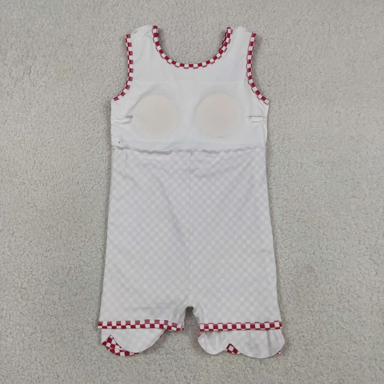 Baby Girls Red Checked Yoga Active Shorts Scallop Knee Length Dresses