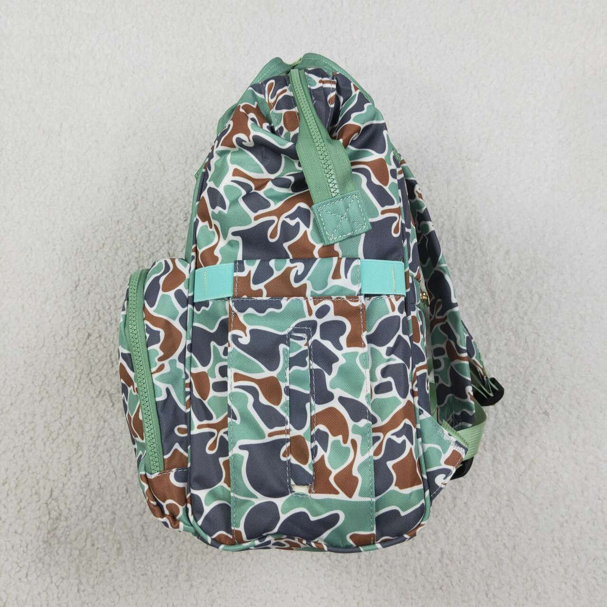 BA0404 Duck Embroidery  Green Camo Hunting Print Adult Baby Diaper Bags