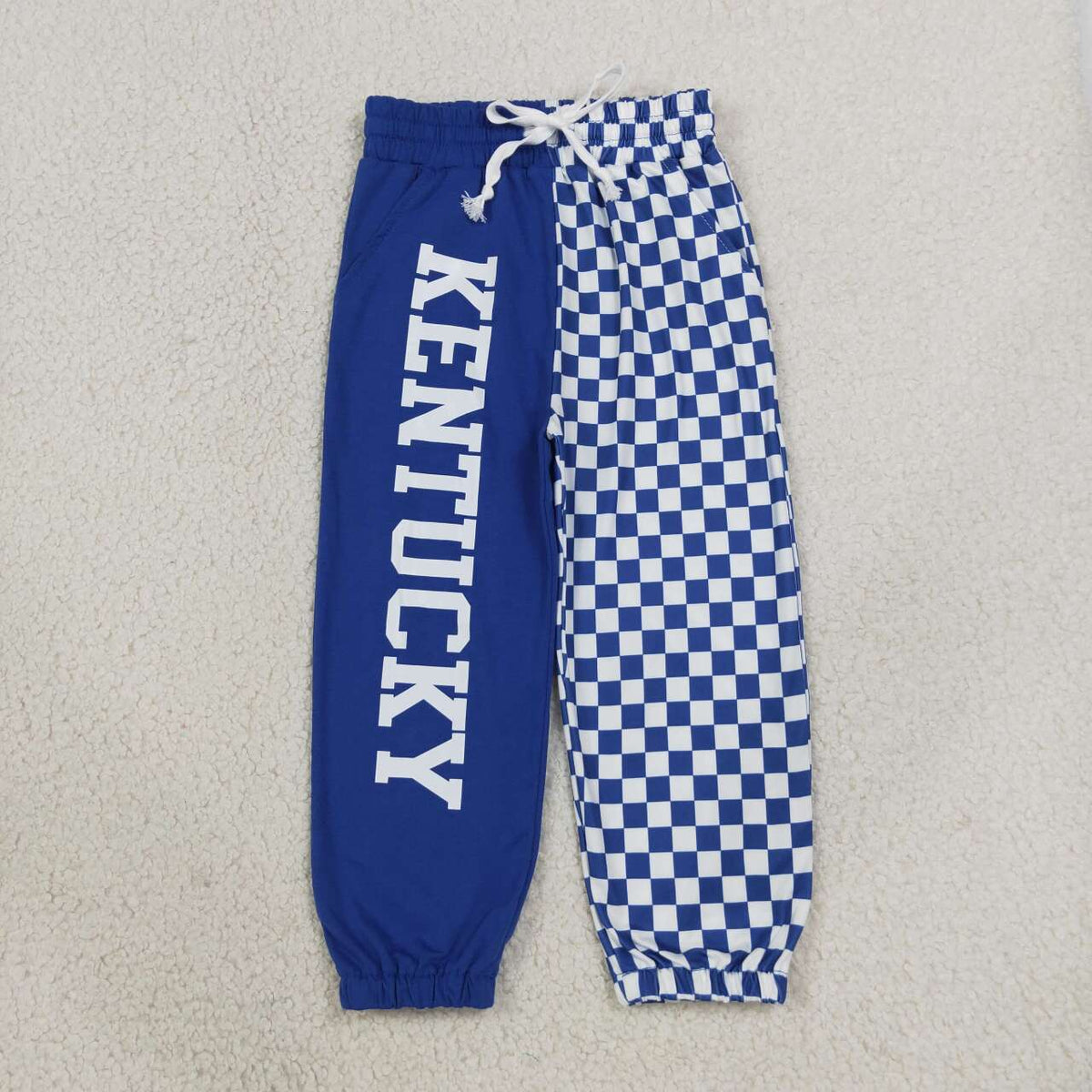 P1059 Teams Kentucky Vinyl & Checkered Print Kids Joggers Split Pants