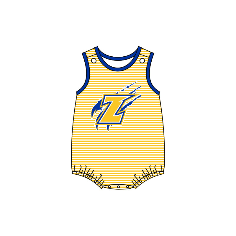 (Custom Design Preorder MOQ 5 ) Teams Zayalla Eagles Stripes Baby Boys Summer Romper