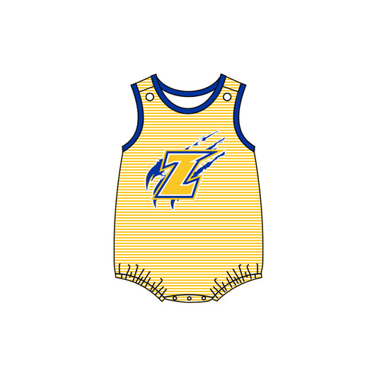 (Custom Design Preorder MOQ 5 ) Teams Zayalla Eagles Stripes Baby Boys Summer Romper