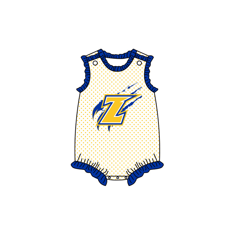 (Custom Design Preorder MOQ 5 ) Teams Zayalla Eagles Polka’d Dots Baby Girls Summer Romper