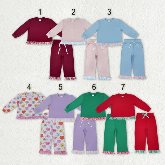 Sibling Kids Girls  Long Sleeve Top Ruffle Pants Outfit
