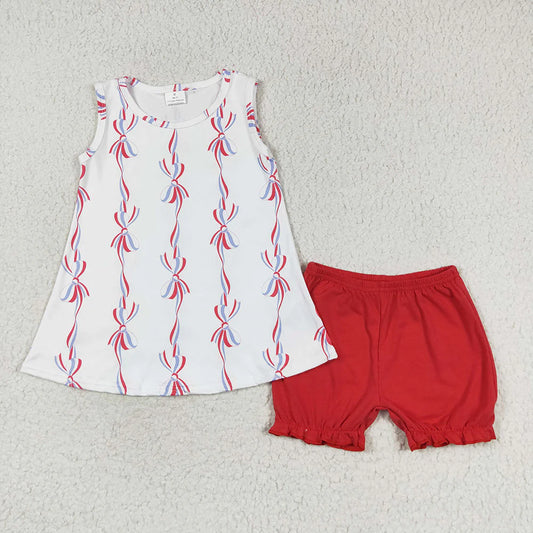 Baby Girls 4th Of July Bows Sibling Rompers Dresses Clothes Sets