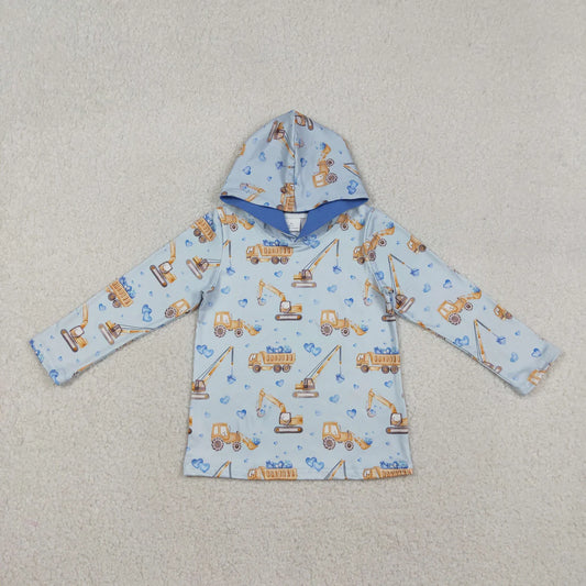 Baby Boys Blue Hearts Excavators Valentines Hoodies To