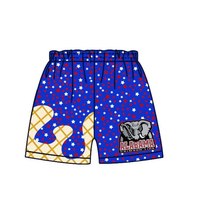 (Custom Design Preorder MOQ 5) Baby Boys Stars Alabama Elephants Team Shorts Bottom