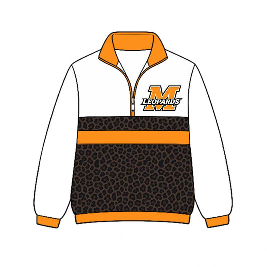 (Custom Design Preorder MOQ 5)  Malvern LEOPARDS Leopard Print Girls & Women Sports Team Long Sleeve Zipper Pullover Top
