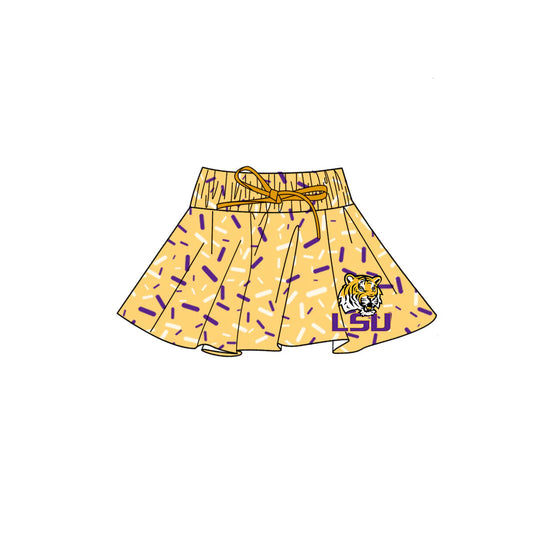 (Custom Design Preorder MOQ 5) Baby Girls Yellow Sprinkles LSU Tigers Team Shorts Bottom
