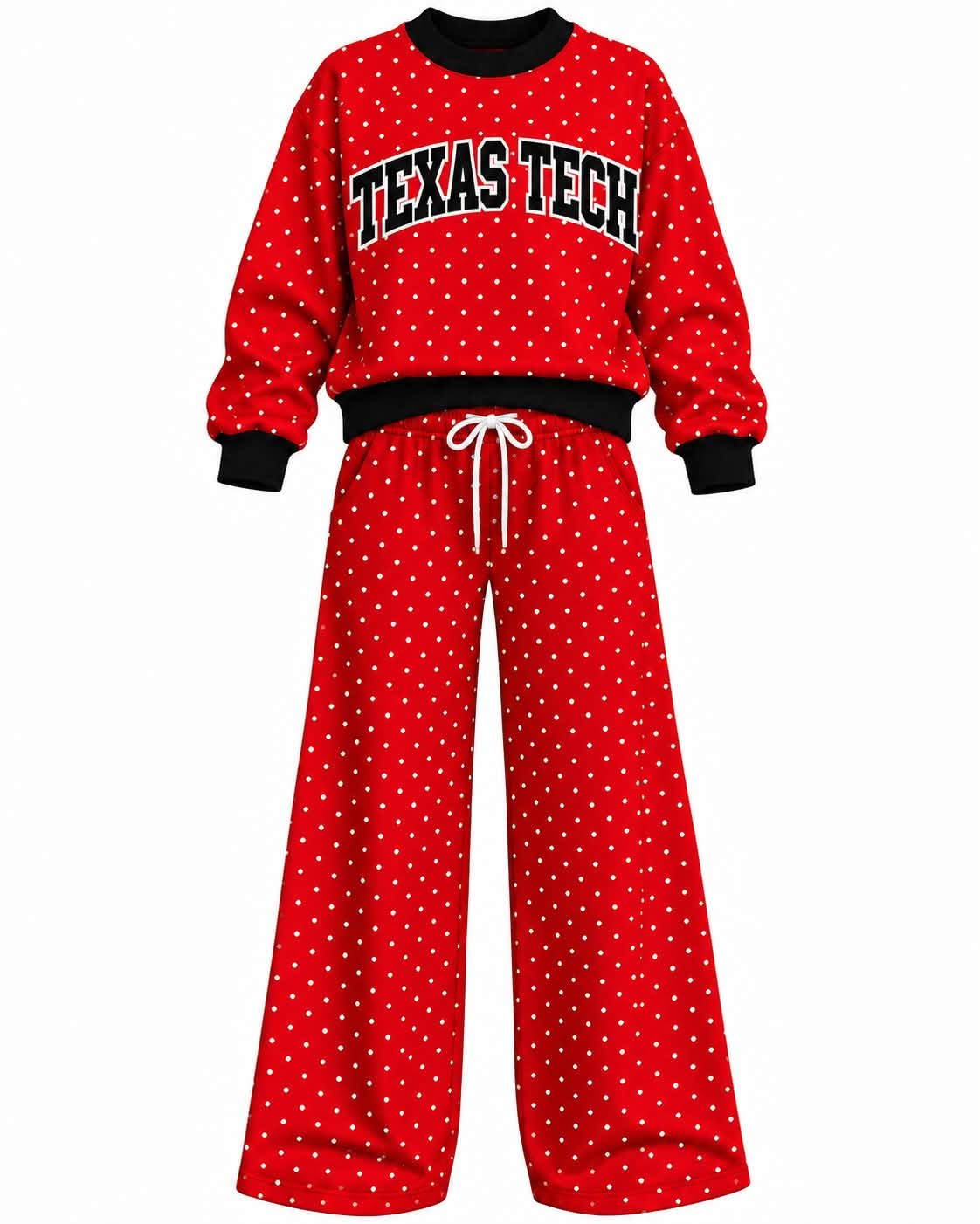 Preorder( 5  MOQ) Baby Girls Texas  Tech Red Polka Dot Outfit