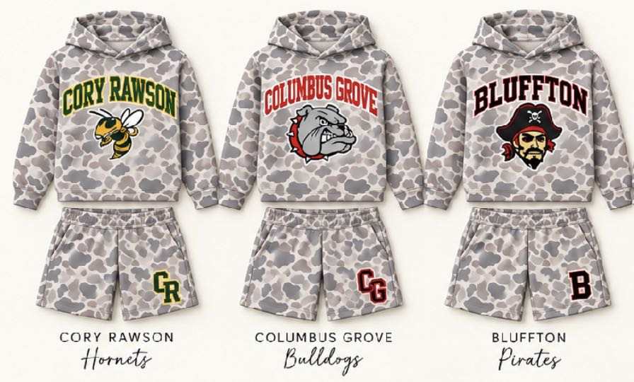 (Custom Design Preorder MOQ 5)  Link For Tessa Jo  Camo Hoodie +Shorts Outfit