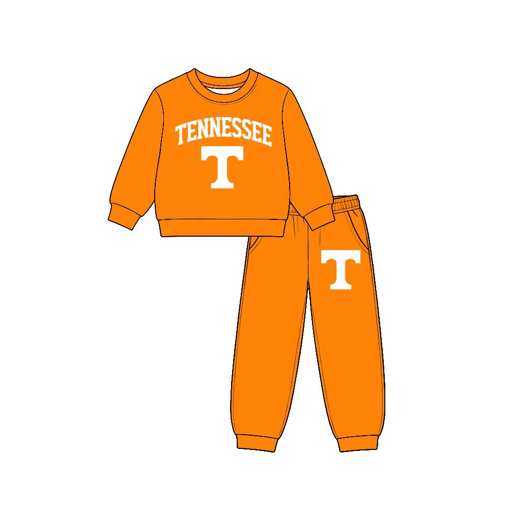 (Custom Design Preorder MOQ 5 Each)Teams Logo Print Long Sleeve Top Pockets Pants Boys Clothes Set Brothers Wear
