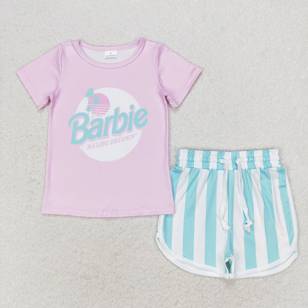 Baby Girls Doll Pink Shirt Top Stripes Shorts Outfit