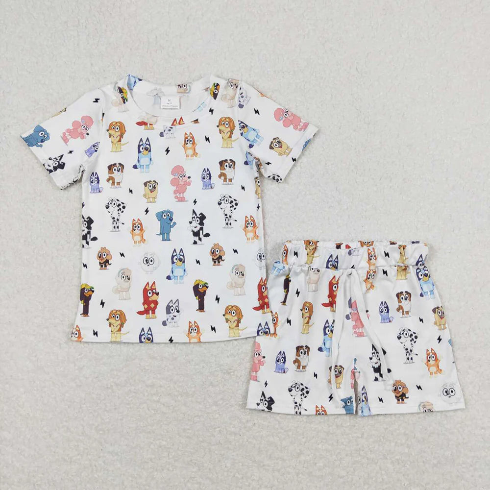 Baby Girls Dogs White Short Sleeve Shirt Shorts Outfits