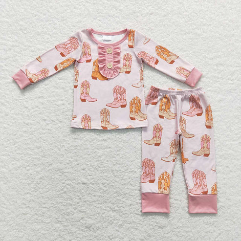 Sibling Baby Girls Boys  Western Boots Pajama Set Romper