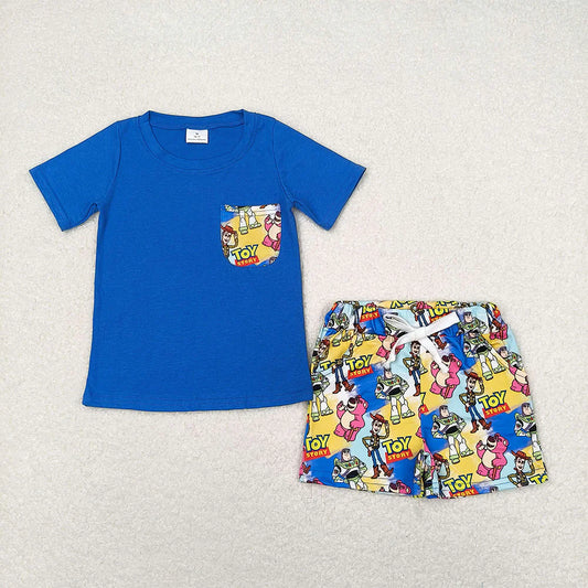 Baby Boys Blue Short Sleeve Tee Shirts Tops Toys Shorts Clothes Sets