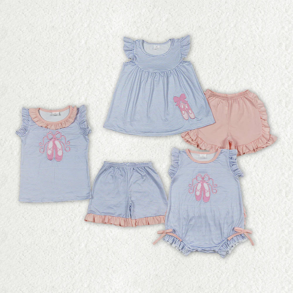 Baby Girls Sibling Dance Shoes Ballet Design Rompers Dresses Clothes Sets