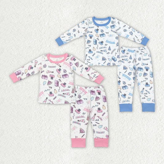 Sibling Baby  Girls Boys Birthday Long Sleeve Pajama Set