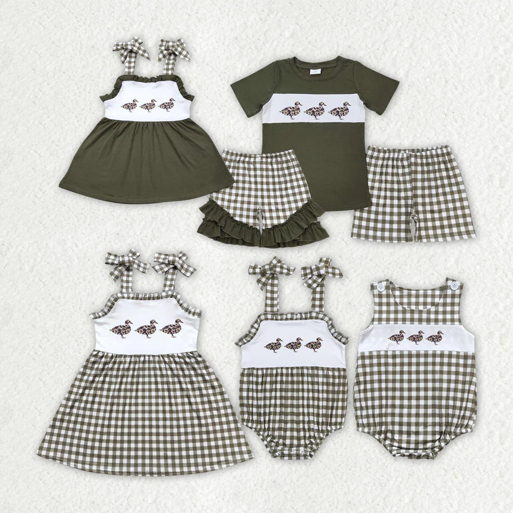 Baby Girls Leopard Duck Sibling Summer Shorts Outfits Clothes Set