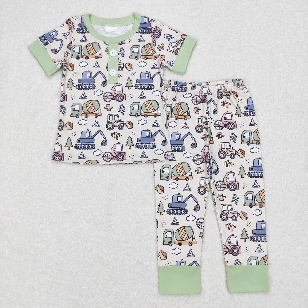BSPO0186 Baby Boys Comstruction Short Sleeve Top Pants Pajama Set