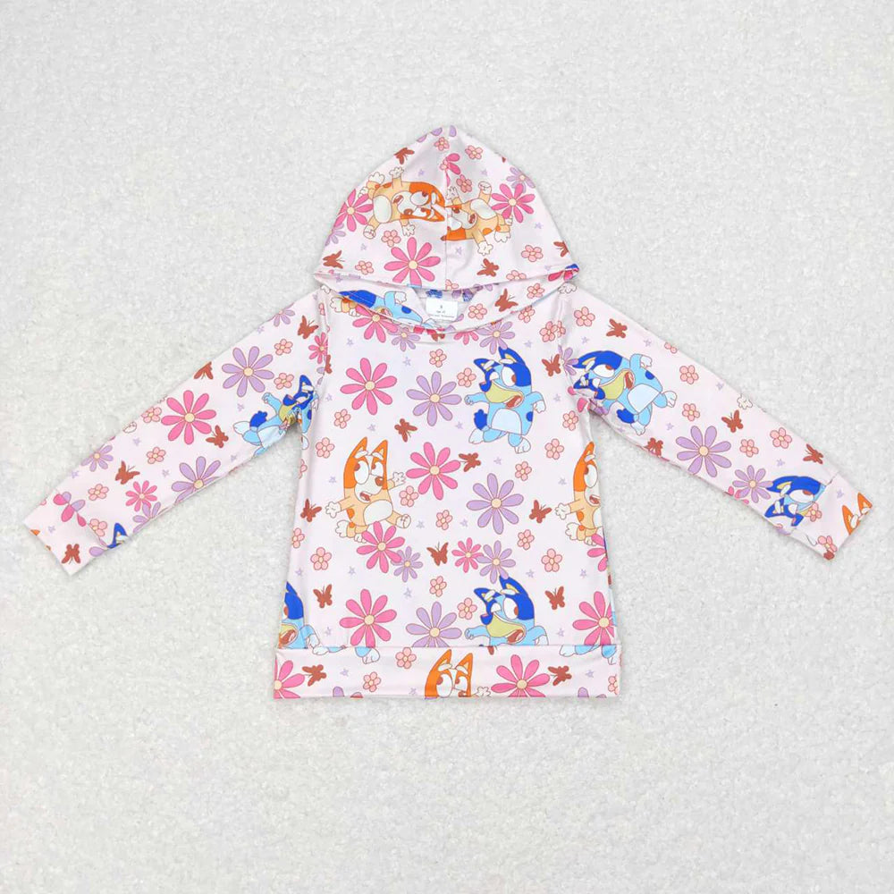 Baby Girls Hooded Flowers Dogs Shirts Tops