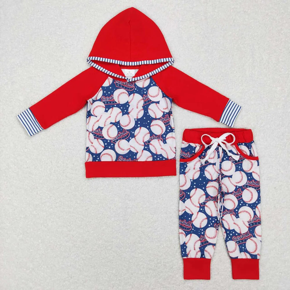 Baby Boys  Baseball Long Sleeve Hoodie Top Pants Outfit