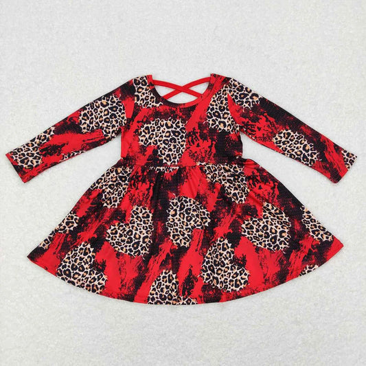 Baby Girls Leoaprd Heart Long Sleeve Dress