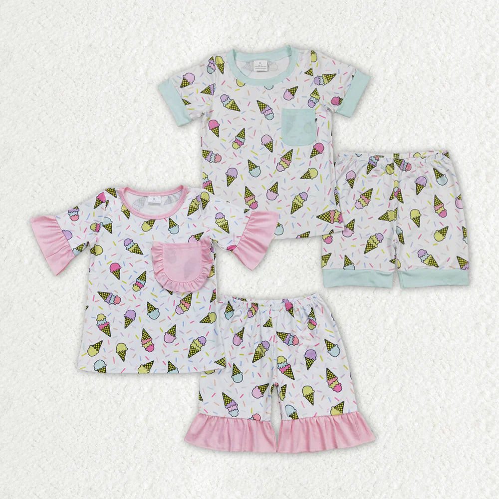 Baby Girls Boys Popstick Shirt Top Shorts Sibling Pajamas Clothes Sets