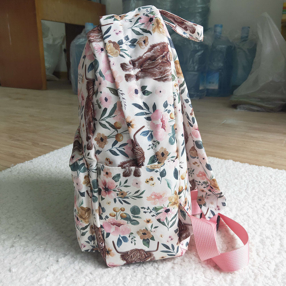Western cow pink flower back bags