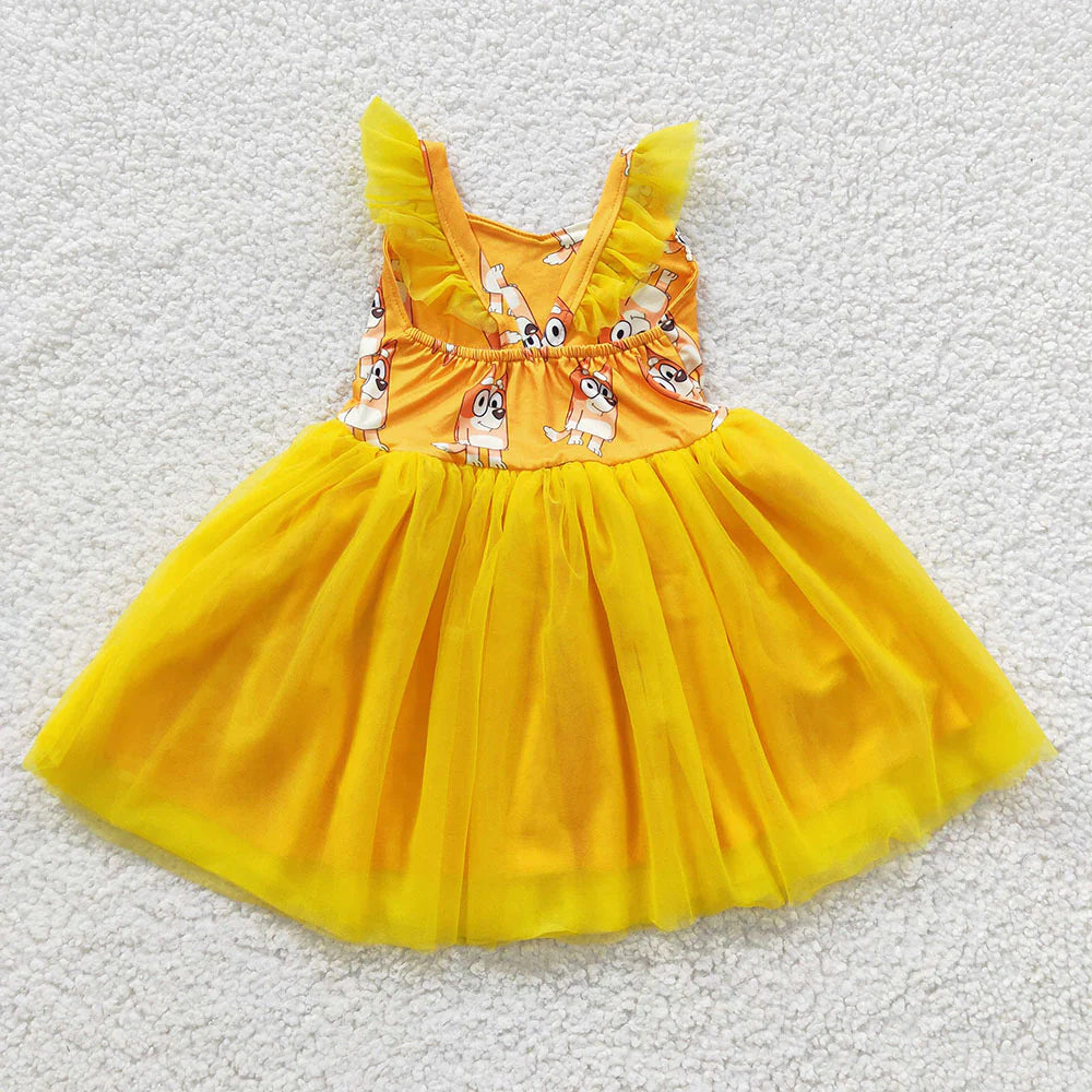 Baby Girls Sister Dogs Tutu Knee Length Dress