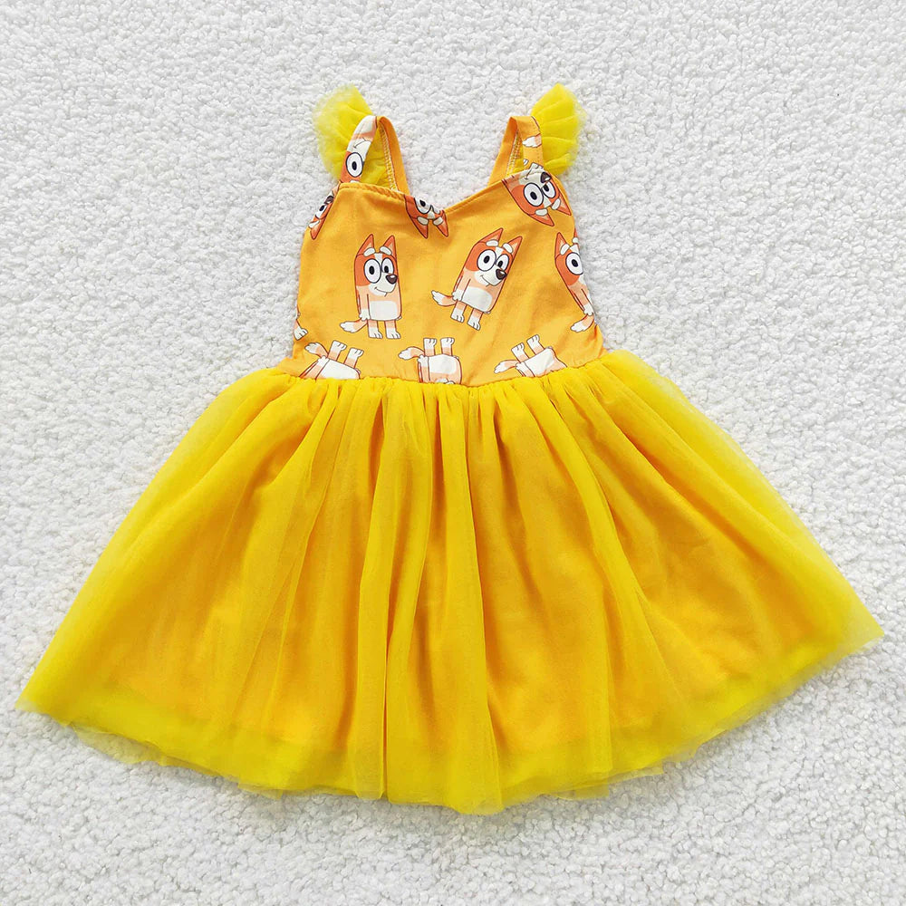 Baby Girls Sister Dogs Tutu Knee Length Dress
