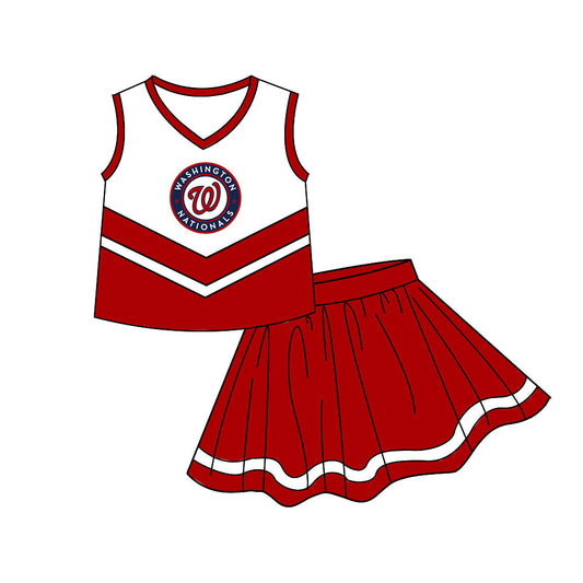 Preorder (moq 5)Baby Girls Sleeveless Nationals Vests Skirt Shorts Team Clothes Sets