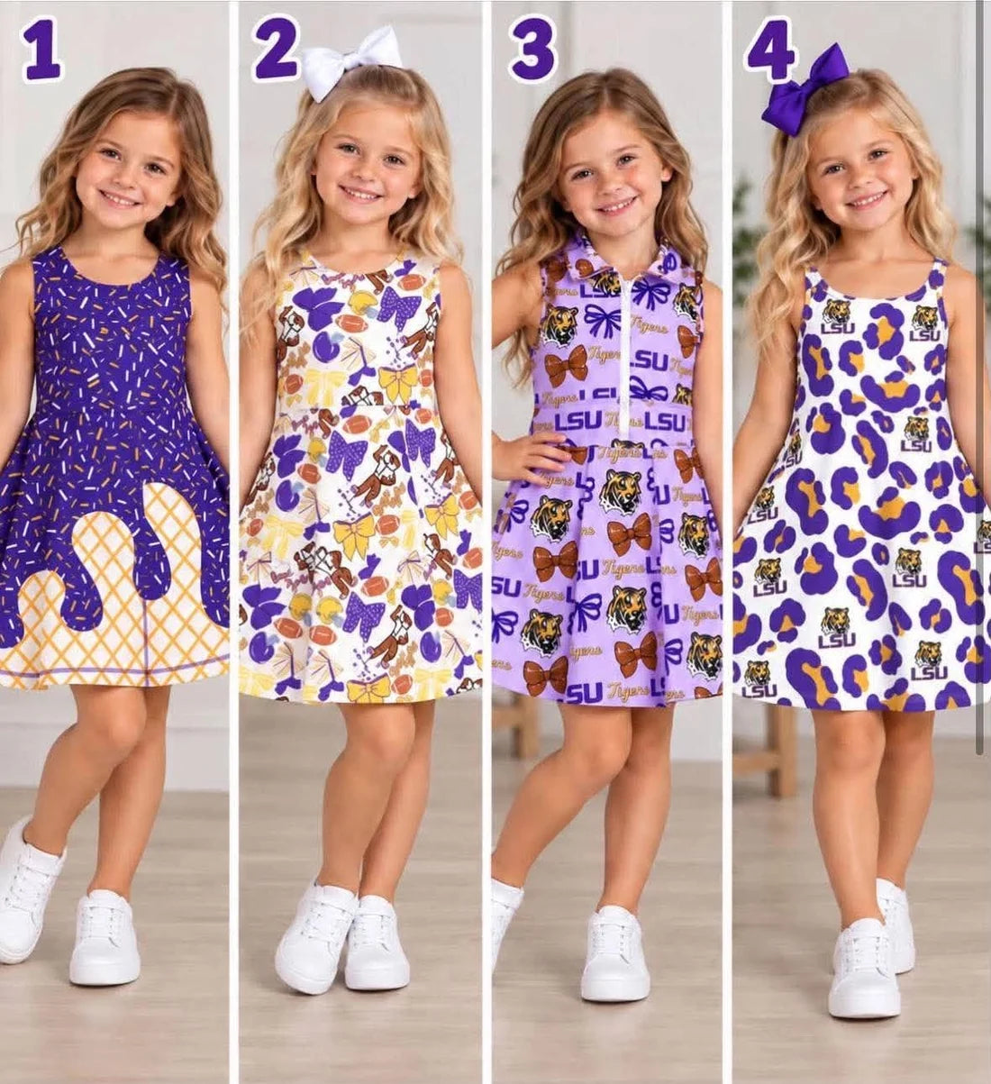 Sibling Baby  Girls LSU Purple Color Active Dress