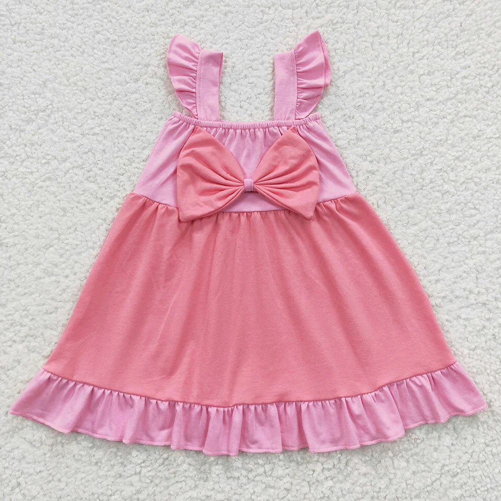 Baby Girls Princess Sibling Bow Summer Knee Length Dresses