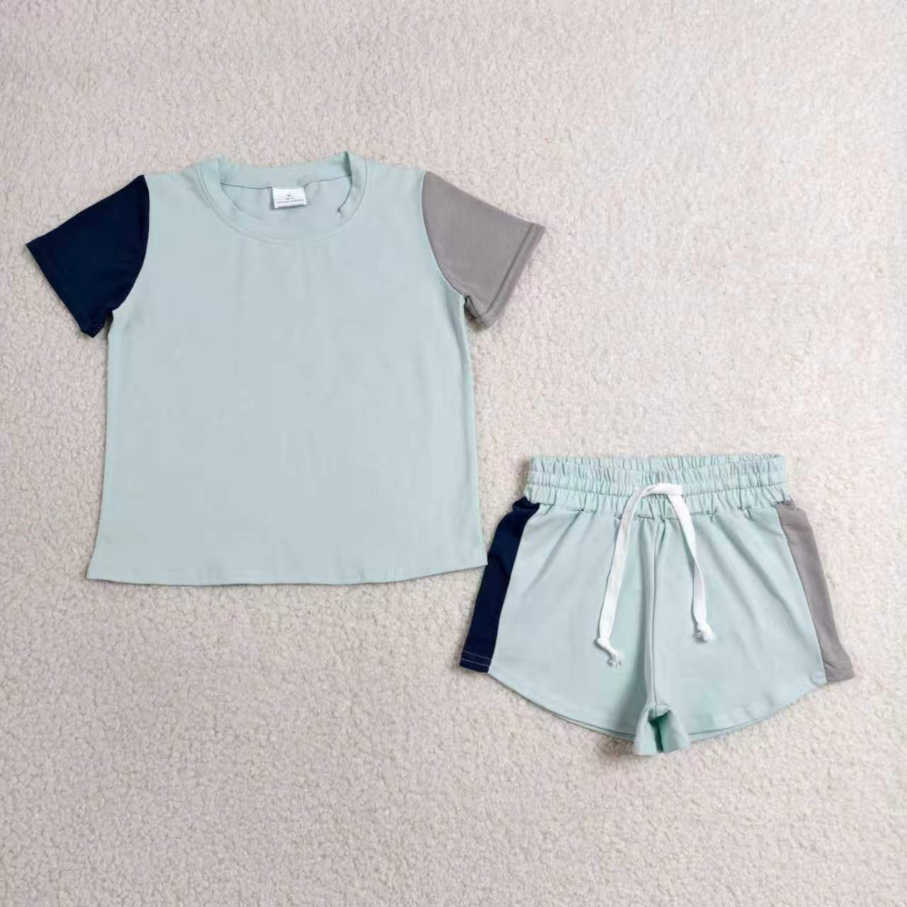 Sibling Baby Girls Boys Cotton Short Sleeve Top with Shorts +Bubble Romper