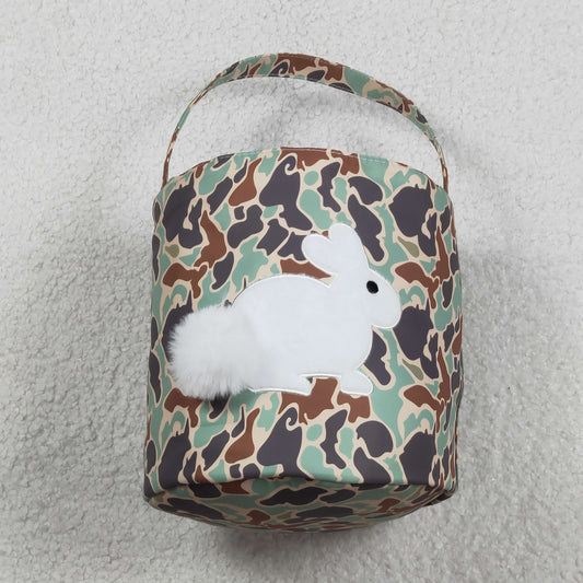Embroidery Rabbits Baby Kids Southern Green Camo Easter Bucket Bag