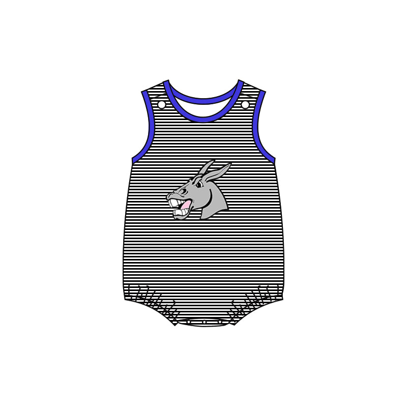 (Custom Design Preorder MOQ 5 ) Teams Bernie Mules Stripes Baby Boys Summer Romper