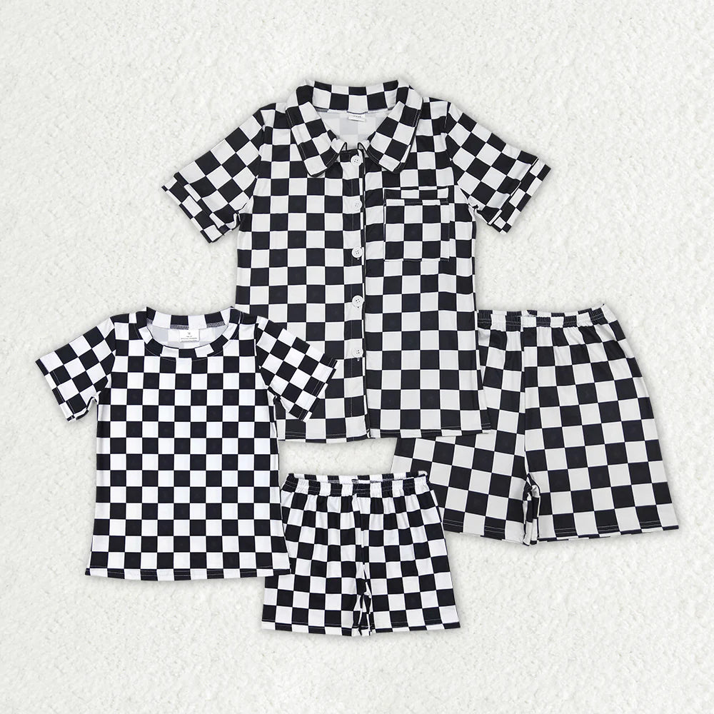 Mommy & Me Black Checkerboard Pajama Set