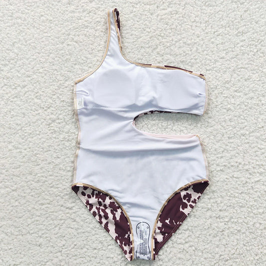 Baby Girls Cow Print One Pieces Swimsuits）
