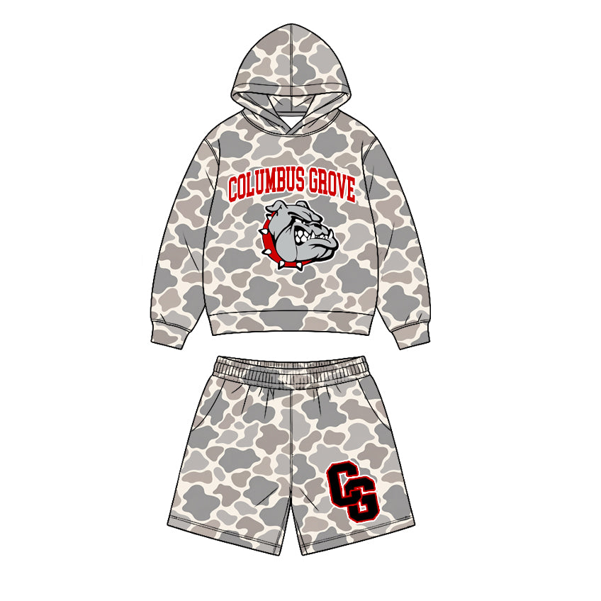(Custom Design Preorder MOQ 5)  Link For Tessa Jo  Camo Hoodie +Shorts Outfit