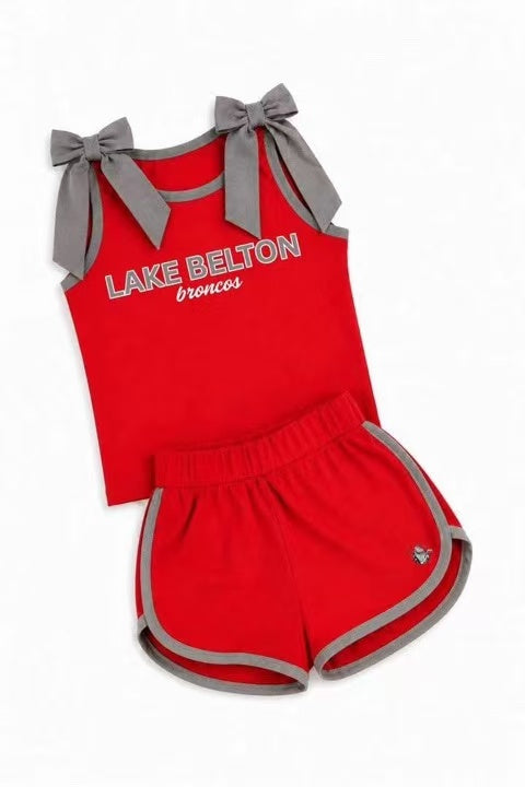Preorder (moq 5) Baby Girls  Lake belton Sleeveless Top With Short Team Clothes Sets