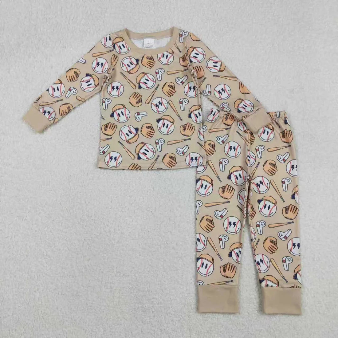 Sibling Baby Boys Baseball Long Sleeve Pajama Set Zipper Romper